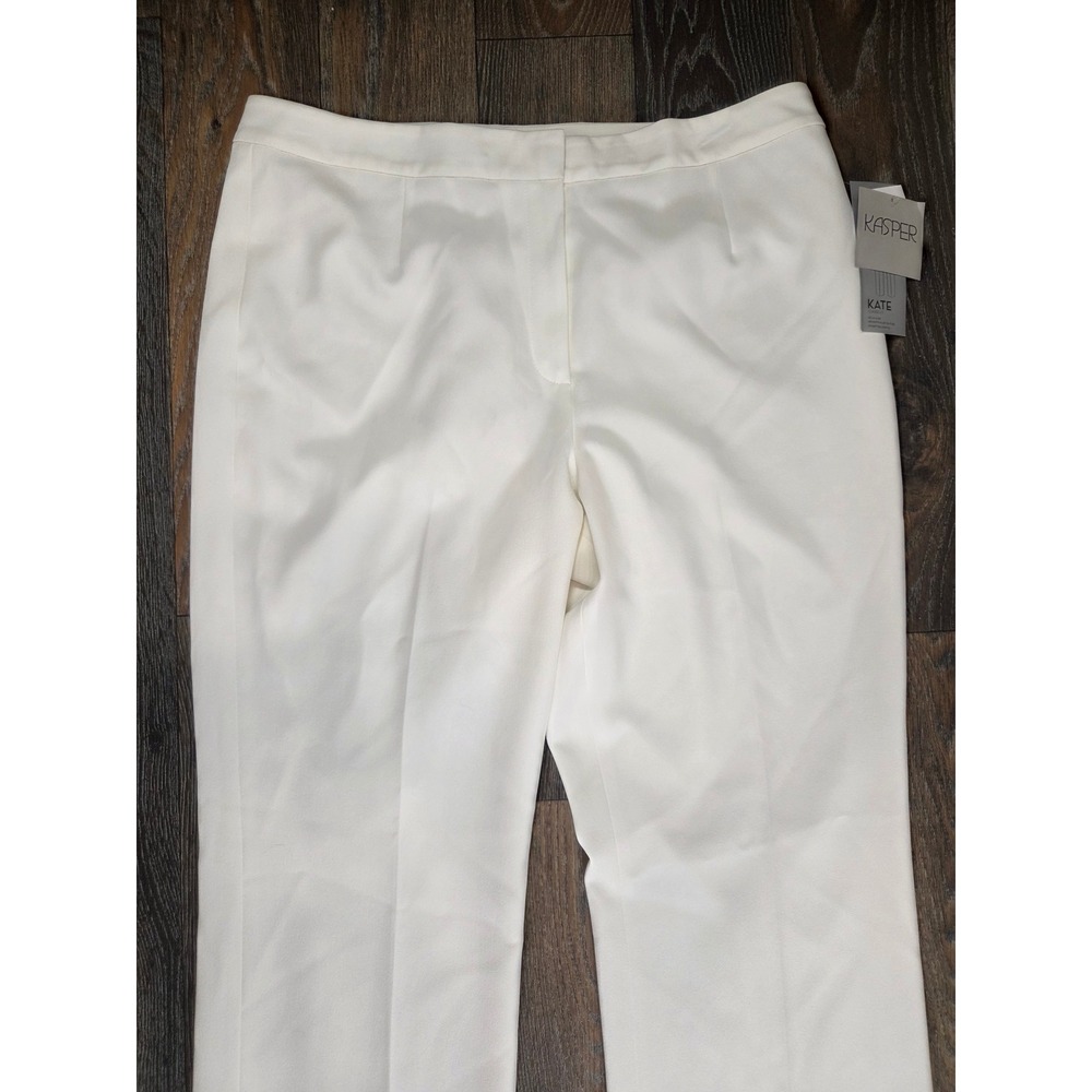 Kasper Kate Classic Fit Dress Pants Vanilla Ice Cream White Straight Leg Size 12 - Picture 2 of 6